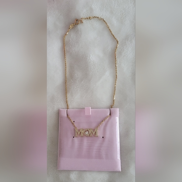 Swarovski Gold 'Mom' Necklace with Box And Pink Packaging Bag. Brand New. - Picture 4 of 7